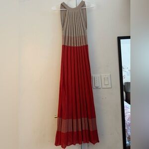 Mango  Maxi Dress MNG  Gold Red Knit Dress Size XS